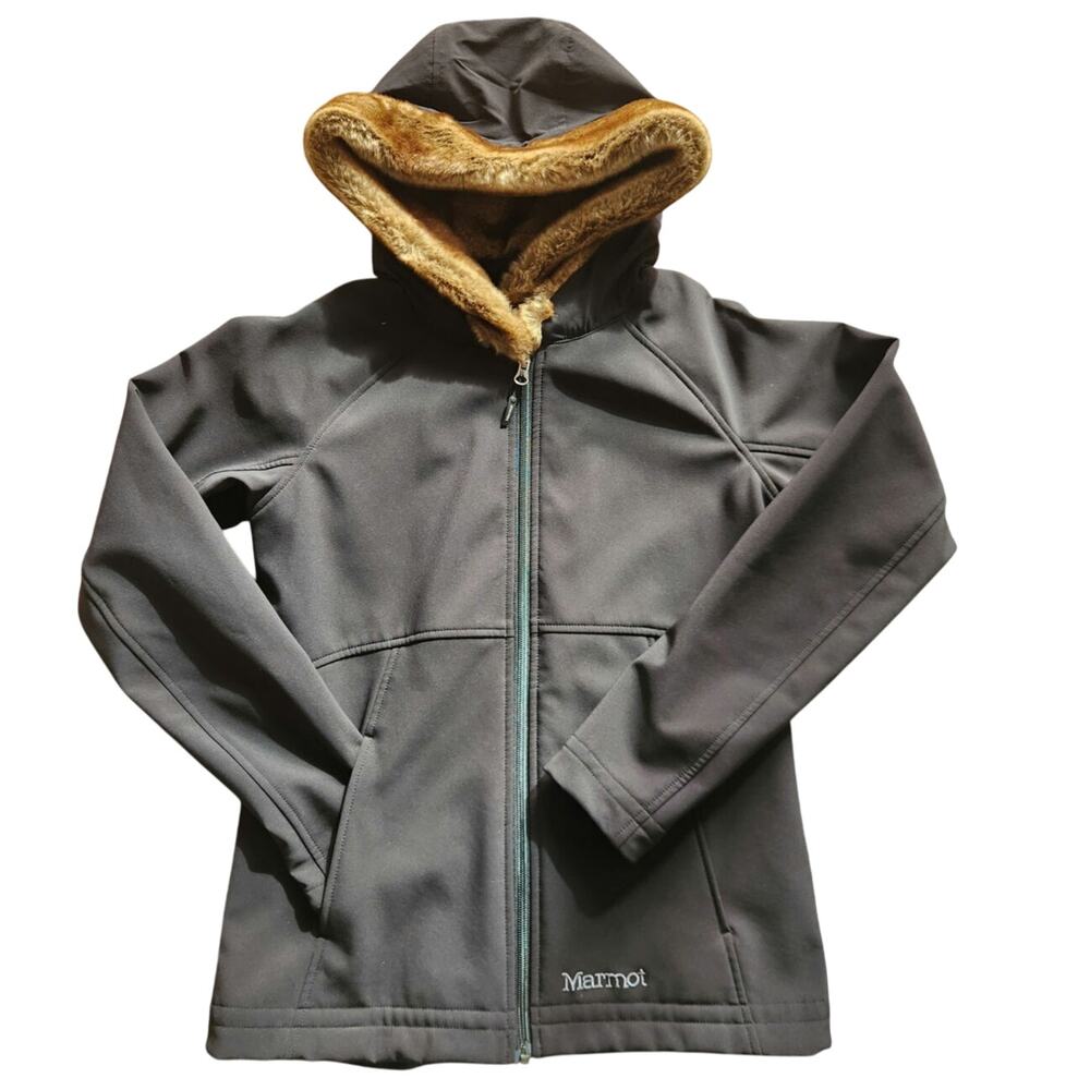 MARMOT fleece faux fur hoodie womens full zip jacket size medium